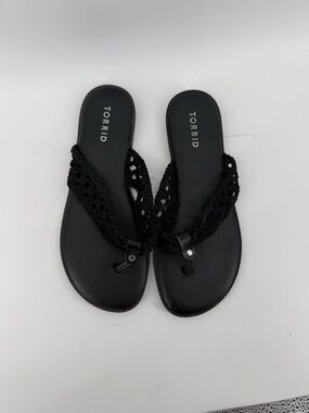 torrid Black Crochet Slide Sandals size 8w